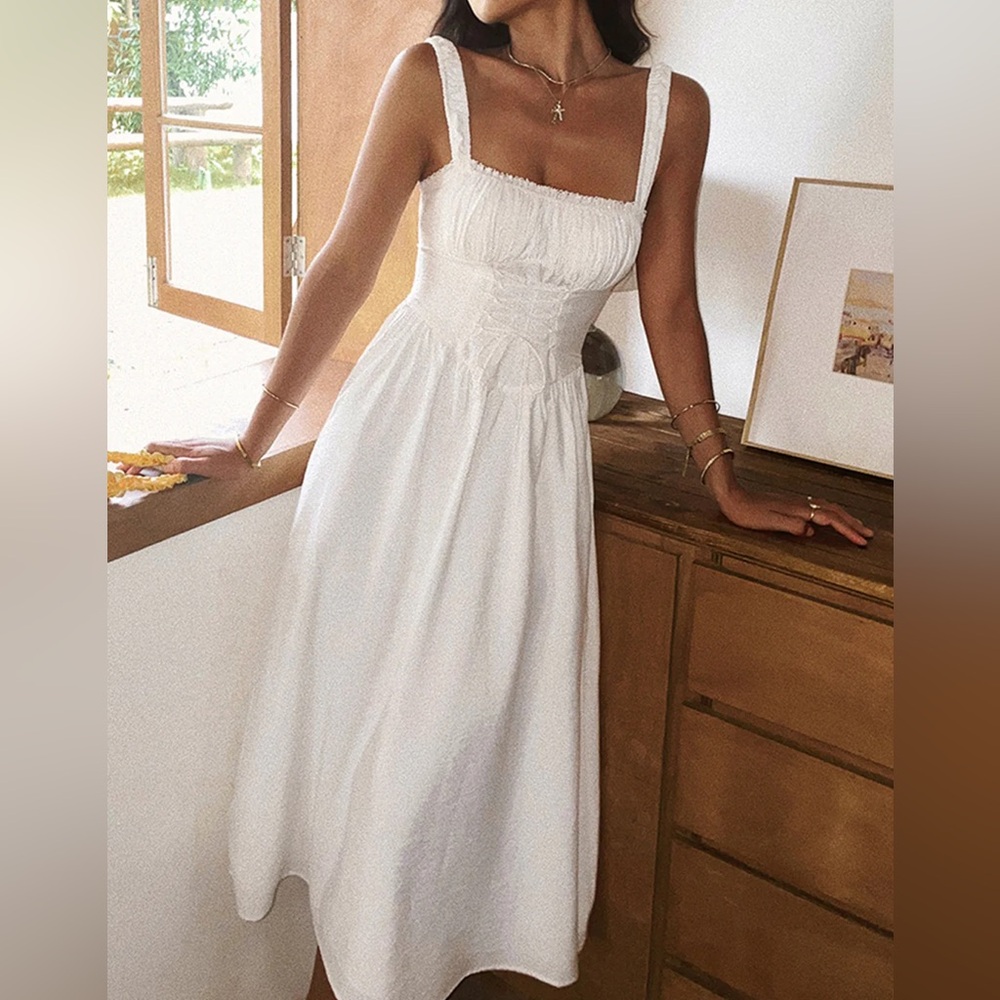 Commense Medium white coastal cowgirl corset dresss